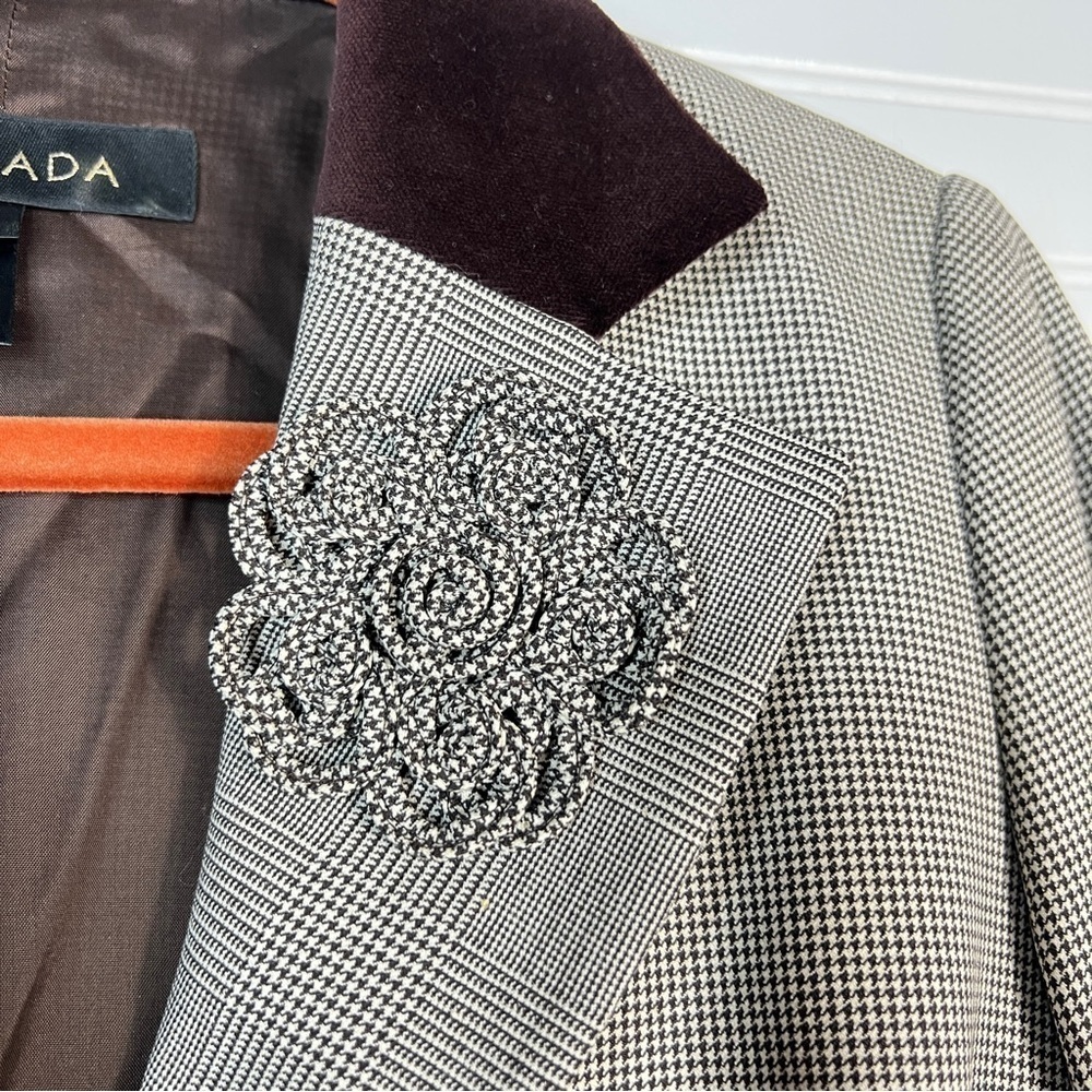 Escada Blazer Houndstooth Blazer Jacket Sz 34 Wool Office Clessic - Picture 6 of 16